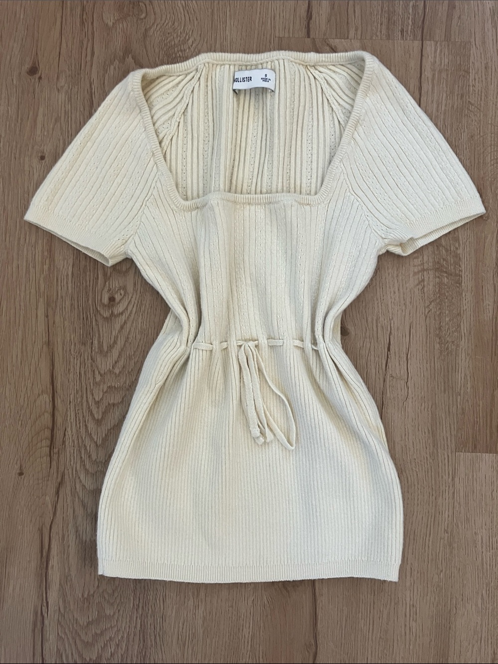 Y2k Hollister Cream Ribbed Knit Drawstring Waisted